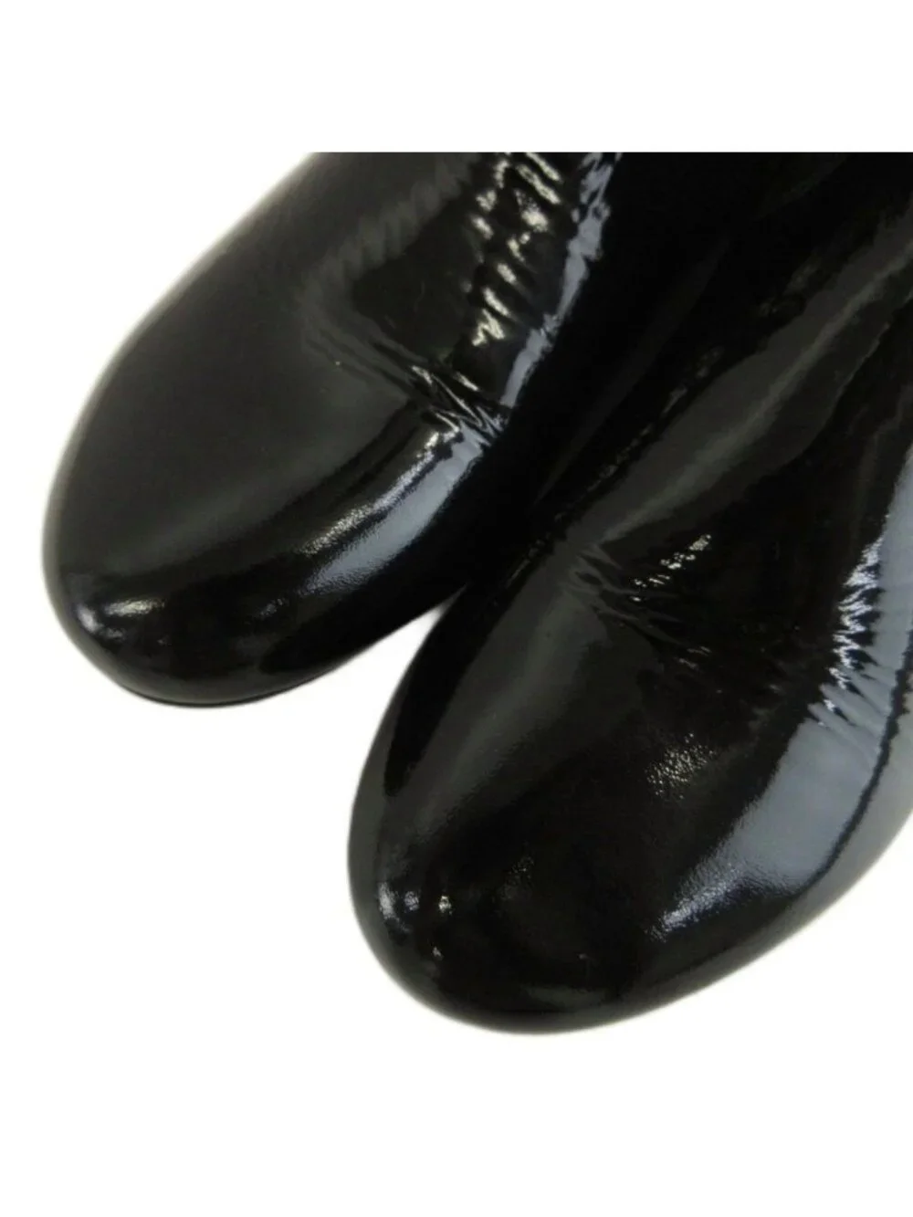 Fendi Long Boots Canvas Patent Cut Replacement Round Toe Flat Zucca Pattern